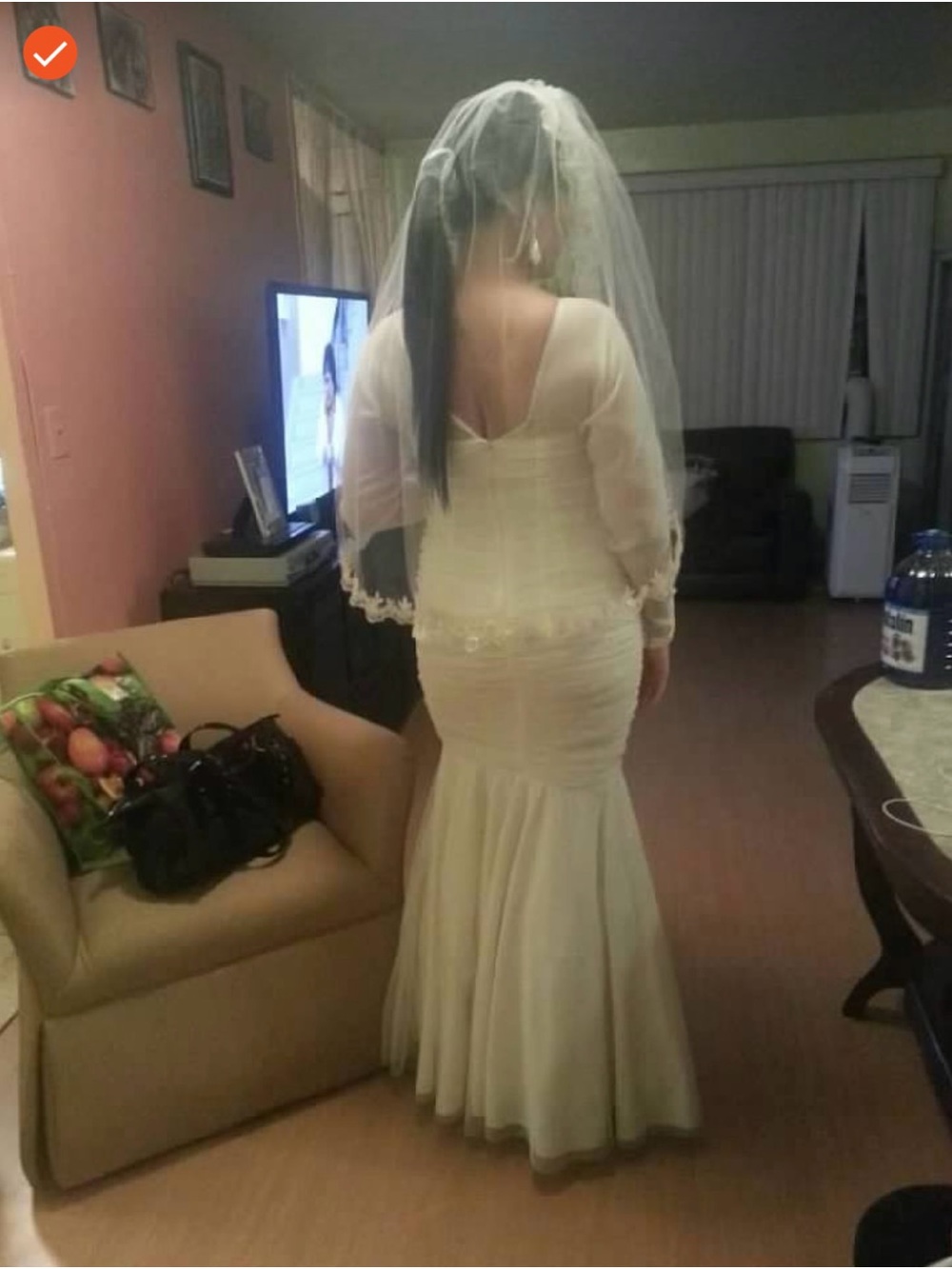 Betsy & Adam Cream Bridal Gown & Headpiece